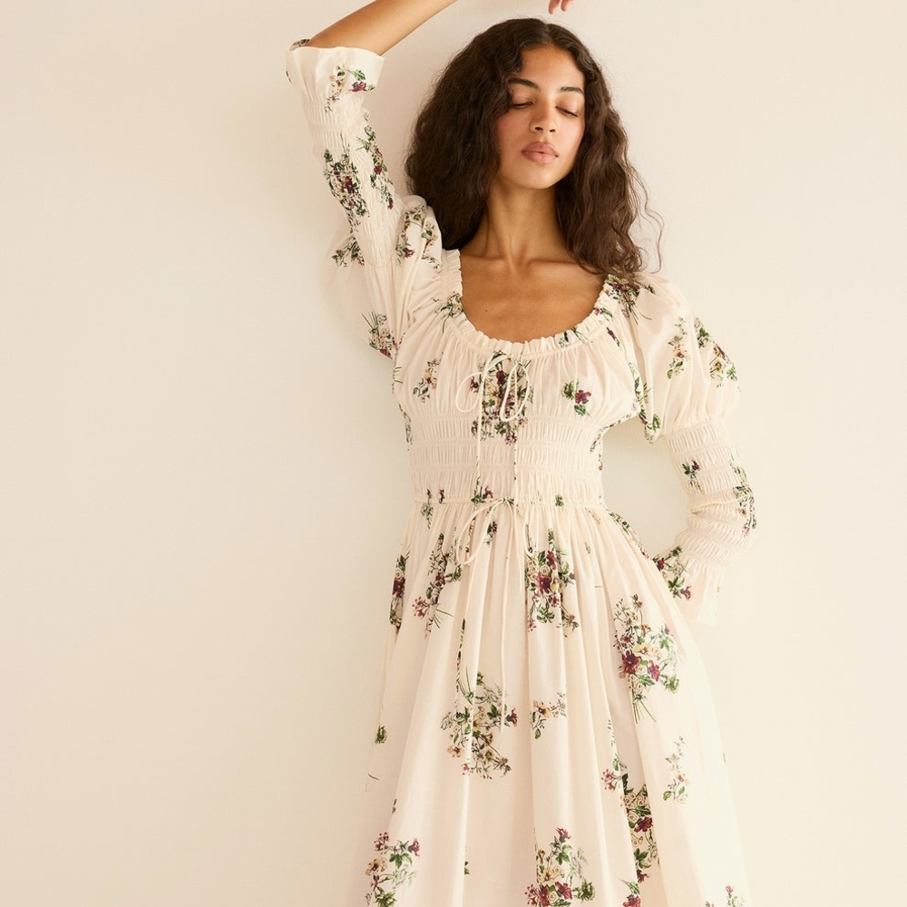 Floral Cream Maxi Dress - Picture 3 of 7